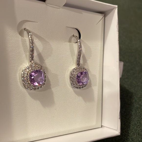 Ring bomb party earrings:lab created light amethyst earrings - Picture 4 of 8